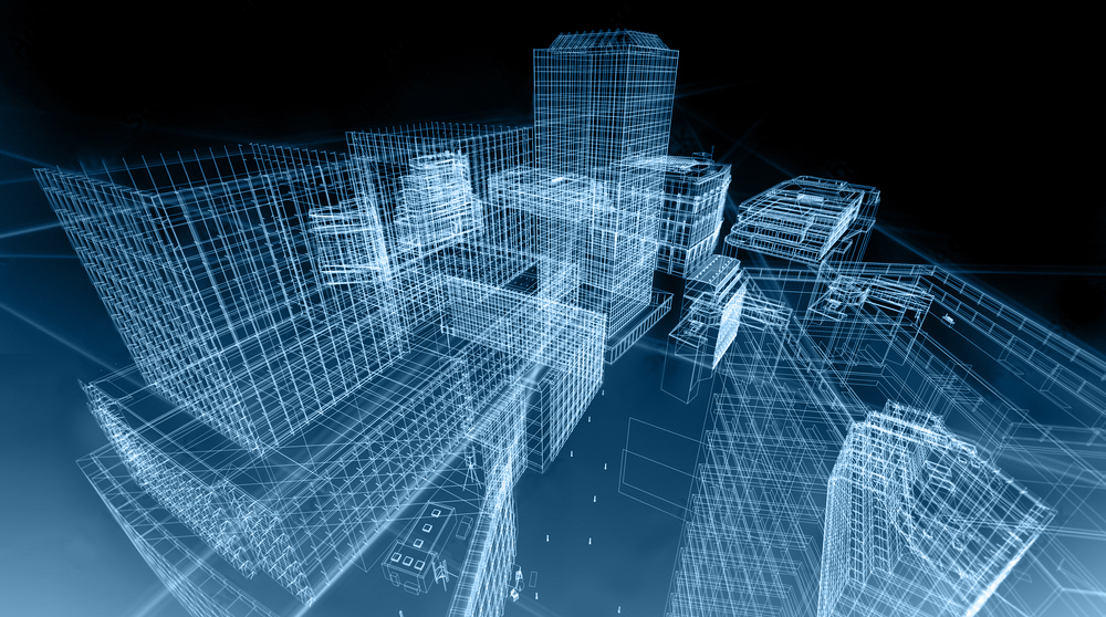 Απεικόνιση του τρισδιάστατου μοντέλου μιας κτιριακής εγκατάστασης που δημιουργήθηκε κατόπιν της φωτογραμμετρικής αποτύπωσης με drone